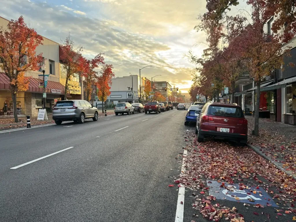 Downtown Medford street in autumn Downtown Medford street in autumn