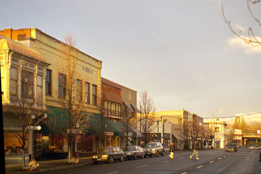 Historic storefronts on a downtown Medford block Historic storefronts on a downtown Medford block